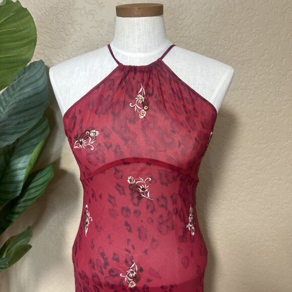 Victoria’s Secret Vintage Halter Nightgown Silk Maxi Dress Red Size Medium - Picture 8 of 11
